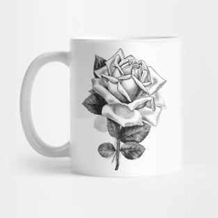 Rose Flower Black and White Illustration Mug